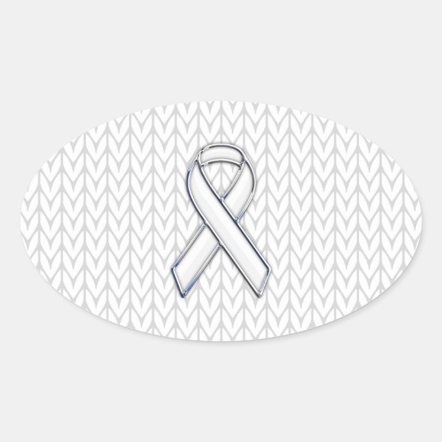Sticker Ovale Chrome sur Knit blanc sensibilisation au ruban Imp (Devant)