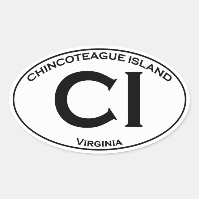 Sticker Ovale CI - Logo ovale de Chincoteague Island (Devant)