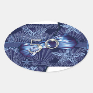 Sticker Ovale cinquantième célébration de plage de fête