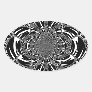Sticker Ovale Circulaire Zebra Kaleidoscope Art