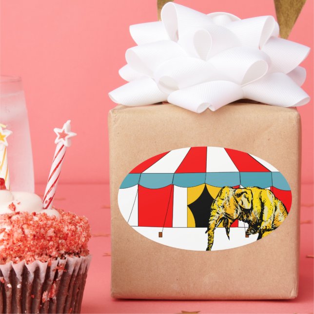 Sticker Ovale Cirque Memorabilia En mémoire des éléphants de cir (Fête)