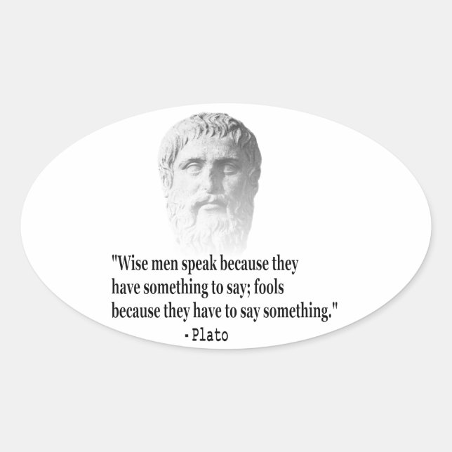 Sticker Ovale Citation Par Platon (Devant)