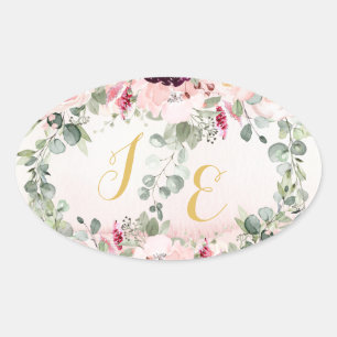 Sticker Ovale classique de mariage rustique de jar