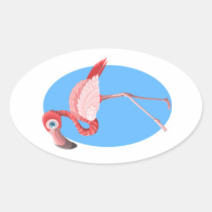 Sticker Ovale Clipart (images graphiques) de Flamant rose