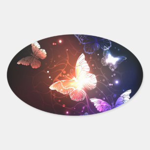 Sticker Ovale Clowing Night Butterflies