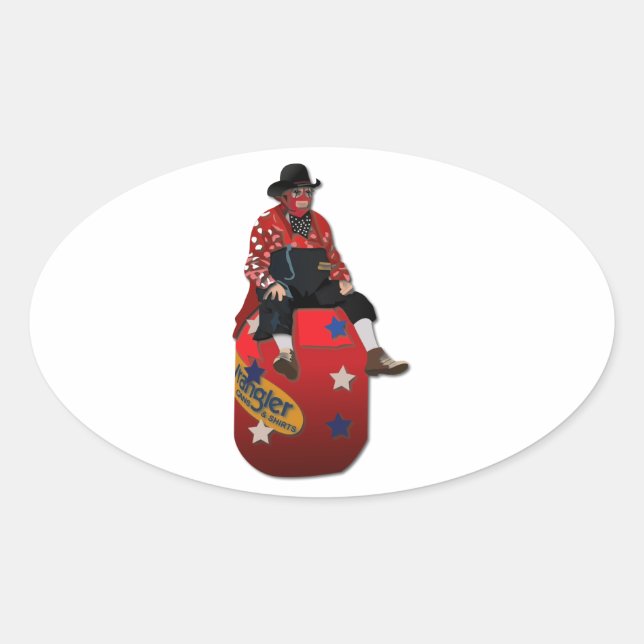 Sticker Ovale Clowns de rodéo (Devant)