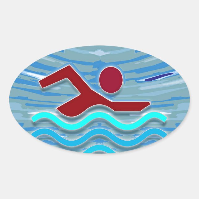 Sticker Ovale Club de natation Exercice de natation Fitness NVN2 (Devant)