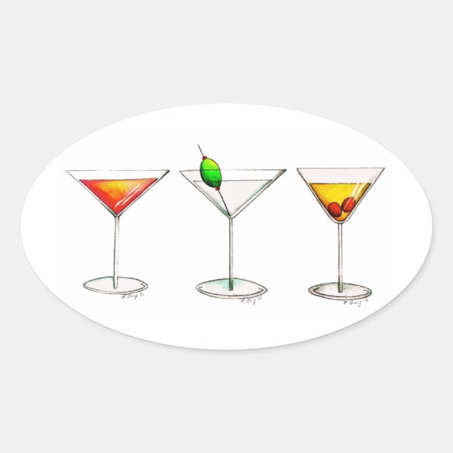 Sticker Ovale Cocktail Boissons Mixtes Martini Cosmopolite Cosmo (Devant)