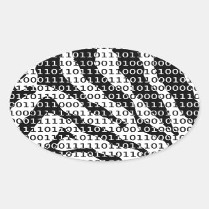 Sticker Ovale Code binaire Zebra noir et blanc