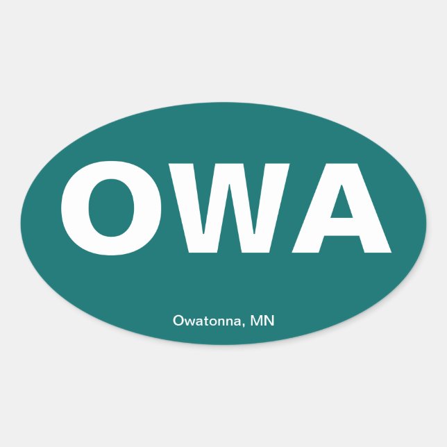Sticker Ovale Code de l'aéroport - Owatonna, Minnesota (Devant)