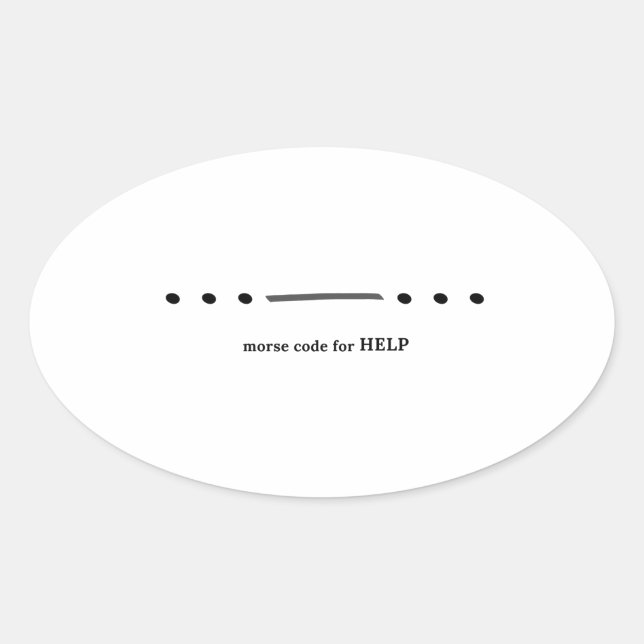 Sticker Ovale Code Morse pour HELP (Devant)