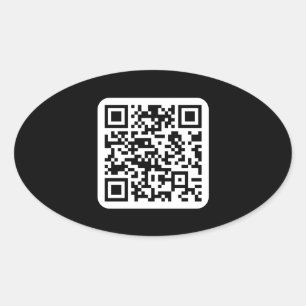 Sticker Ovale Code QR moderne modifiable   Blanc noir ou toute c