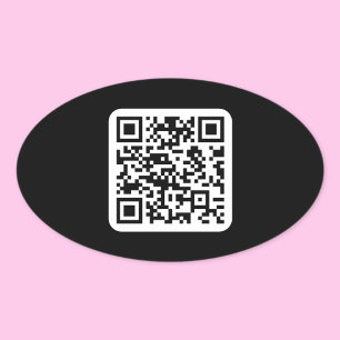 Sticker Ovale Code QR moderne modifiable   Blanc noir ou toute c