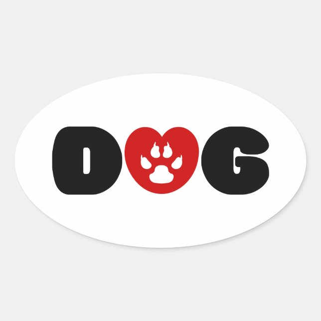 Sticker Ovale Coeur d'amour de chien (Devant)