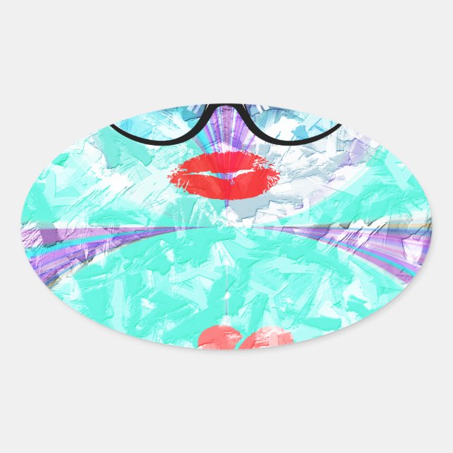 Sticker Ovale Coeur parfait (Devant)
