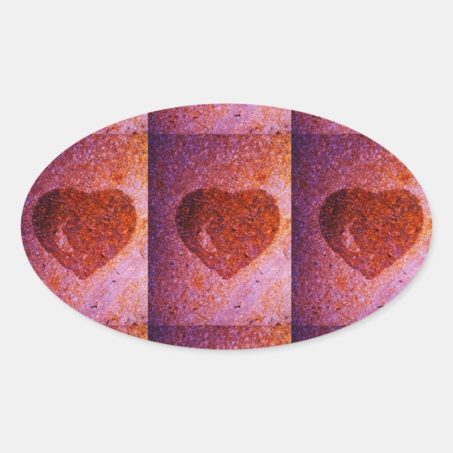 Sticker Ovale coeur rose corail (Devant)