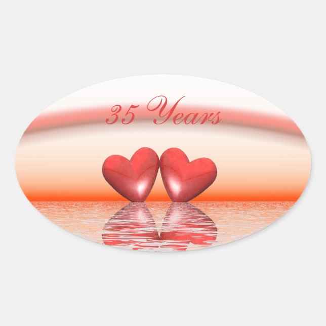 Sticker Ovale Coeurs coralliens du 35e anniversaire (Devant)