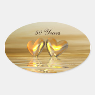 Sticker Ovale Coeurs d'or