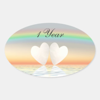 Sticker Ovale Cœurs en papier pour le 1er anniversaire