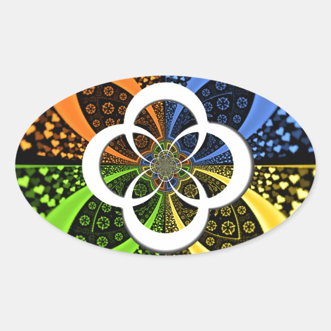 Sticker Ovale Coeurs Iridescente Polka sans soudure Point Art Ab (Devant)