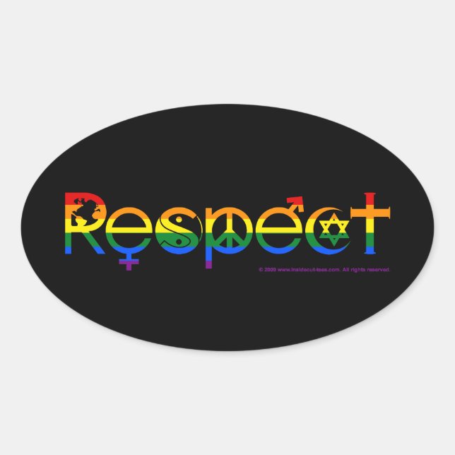 Sticker Ovale Coexister avec le Gay pride du respect (Devant)