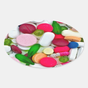 Sticker Ovale Colorful pills custom product