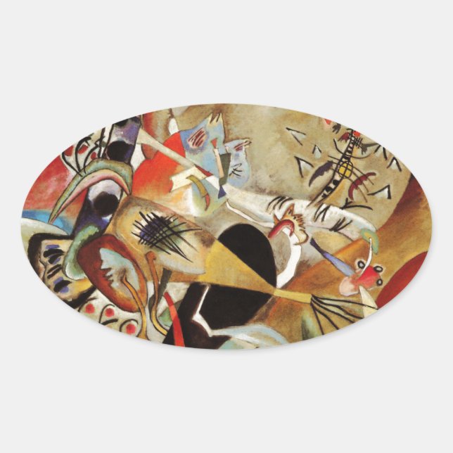Sticker Ovale Composition Abstraite de Kandinsky (Devant)