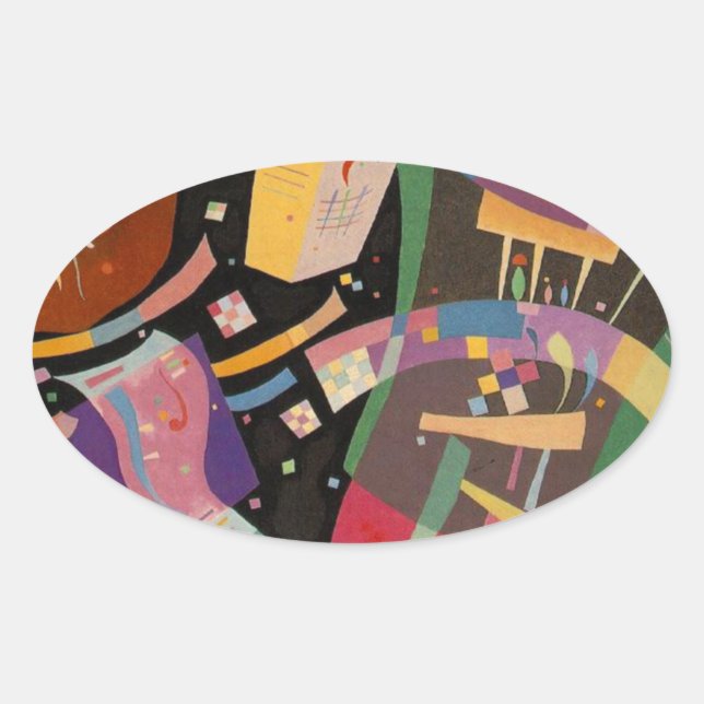 Sticker Ovale Composition Kandinsky 10 Peinture Abstraite (Devant)