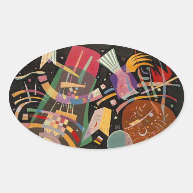 Sticker Ovale Composition Kandinsky X Oeuvre Abstraite (Devant)