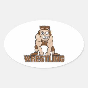 Sticker Ovale conception de lutte folle