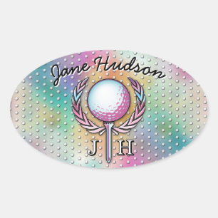 Sticker Ovale Conception de monogramme personnalisé pour golfeus