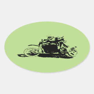 Sticker Ovale Conception de sidecarcross simple