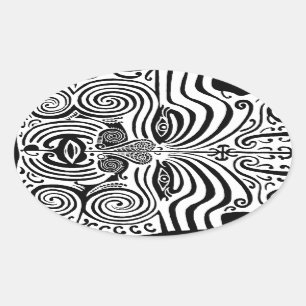 Sticker Ovale Conception de tatouage tribal - Nouvelle-Zélande M