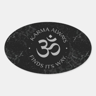 Sticker Ovale Conception d'Om de Karma spirituel - Collection Mi