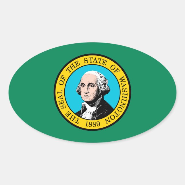 Sticker Ovale Conception du drapeau de l'État de Washington (Devant)