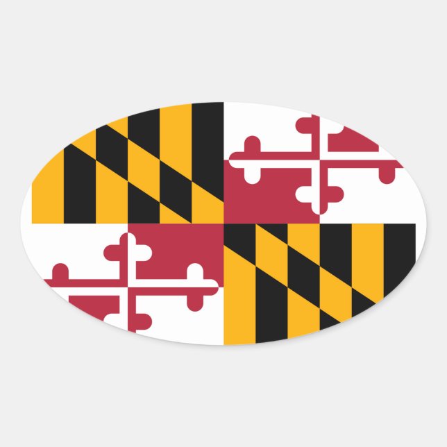 Sticker Ovale Conception du drapeau de l'État du Maryland (Devant)