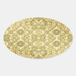 Sticker Ovale Conception florale de relief par cru de feuille