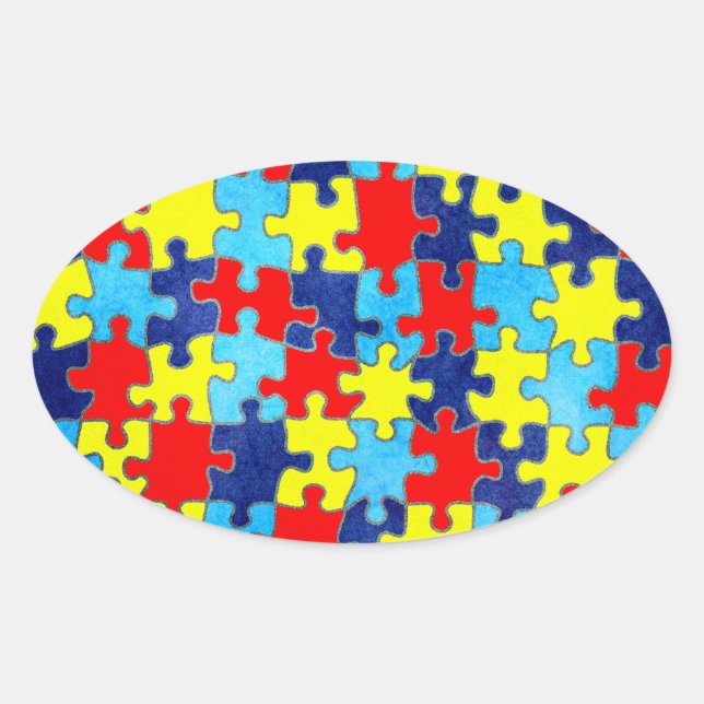 Sticker Ovale Conscience-Puzzle d'autisme par Shirley Taylor (Devant)