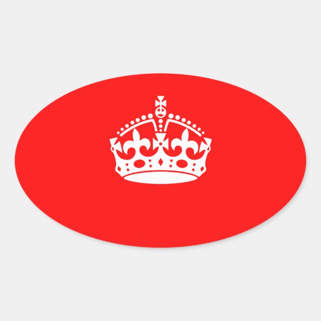 Sticker Ovale CONSERVER CALME COURONNE sur la décoration rouge (Devant)