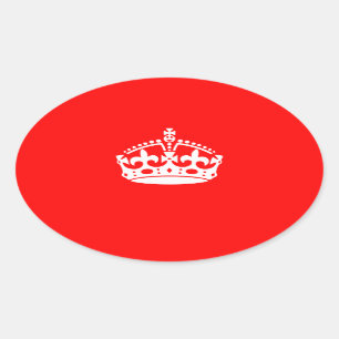 Sticker Ovale CONSERVER CALME COURONNE sur la décoration rouge