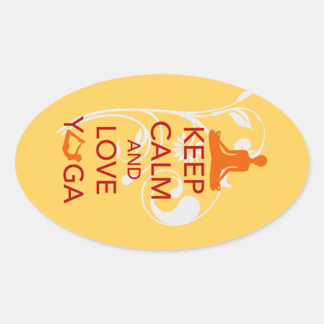 Sticker Ovale Conserver le calme et l'amour Yoga - design amusan (Devant)