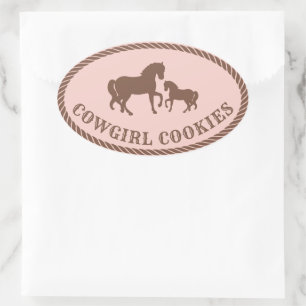 Sticker Ovale Cookies de fille   Cheval
