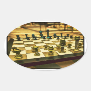 Sticker Ovale Cool Chess Board with Nuts and Bolts