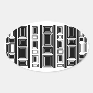 Sticker Ovale Cool moderne noir et blanc rectangle design