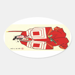 Sticker Ovale Cool Oriental Shibaraku SAmurai tatouage
