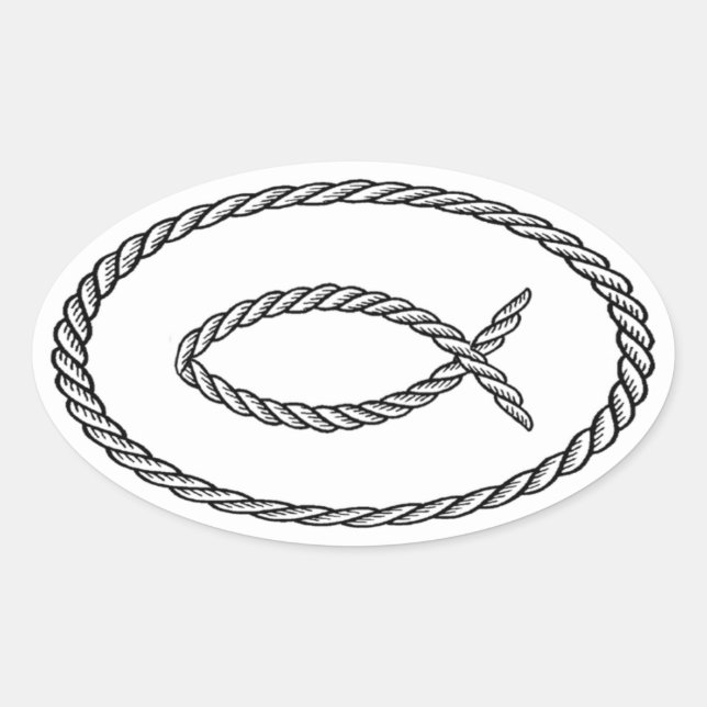 Sticker Ovale Corde Ichthus Style Euro (Devant)