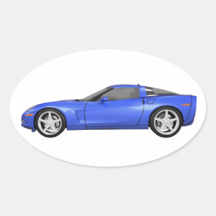 Sticker Ovale Corvette bleue :