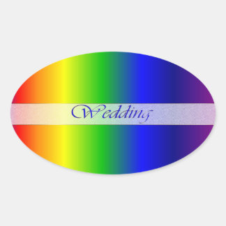 Sticker ovale couleur arc-en-ciel mariage