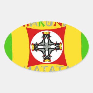 Sticker Ovale Couleur Rasta rouge or vert