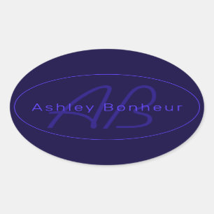 Sticker Ovale Couleurs violettes profondes modernes   Nom et mon